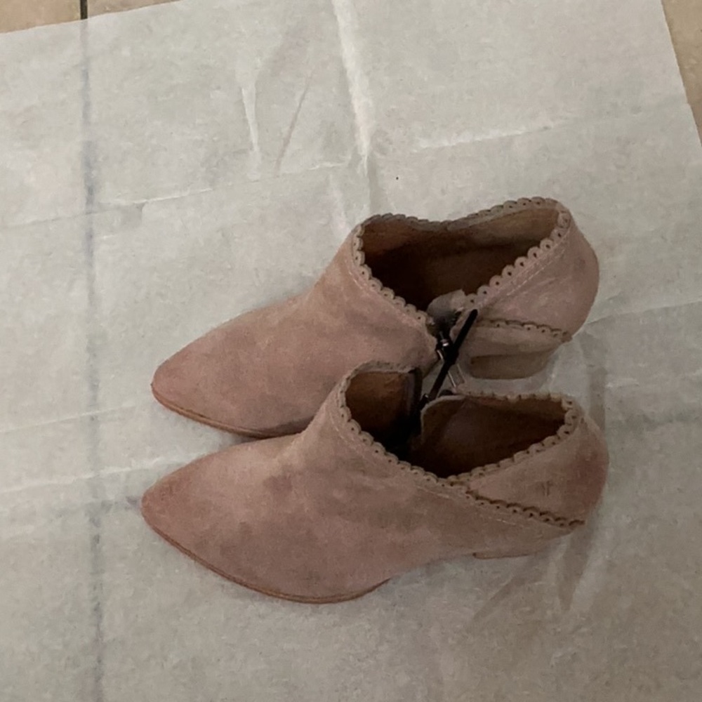 Frye Tan Ankle Booties with Side Zippers